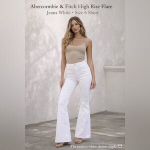 Abercrombie & Fitch High-Rise White Flare Jeans